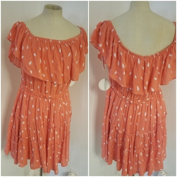Hummingbird Sz L Off The Shoulder Ruffled Dress - Picture 2 of 2